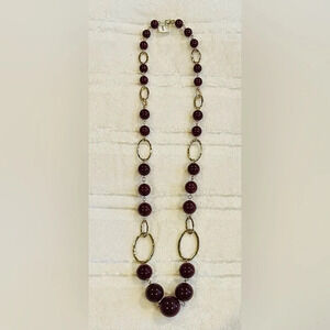 Ann Taylor Loft 36” necklace - beads and gold hoops New with Tags